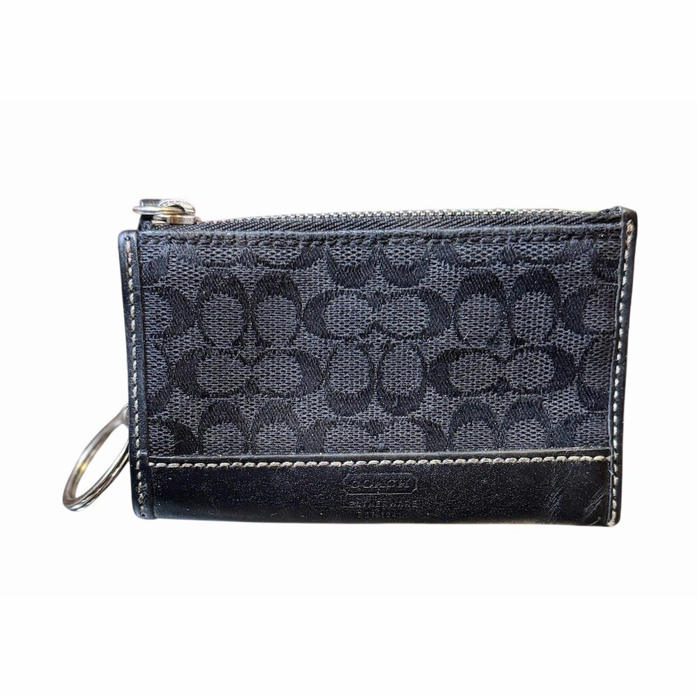 Coach Signature Black Card Key Wallet